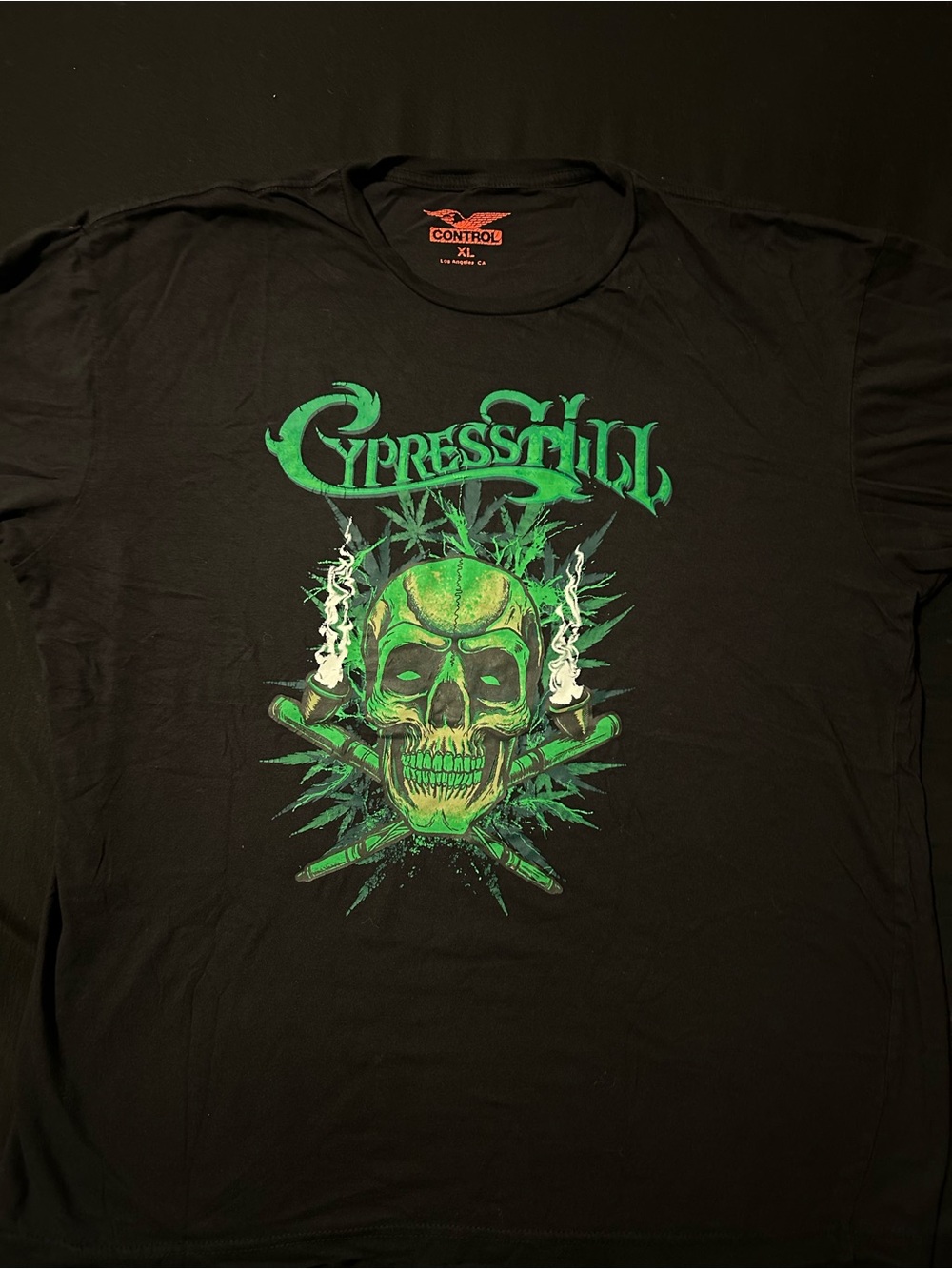 Cypress Hill Graphic Tee - Black with Green Skull Print